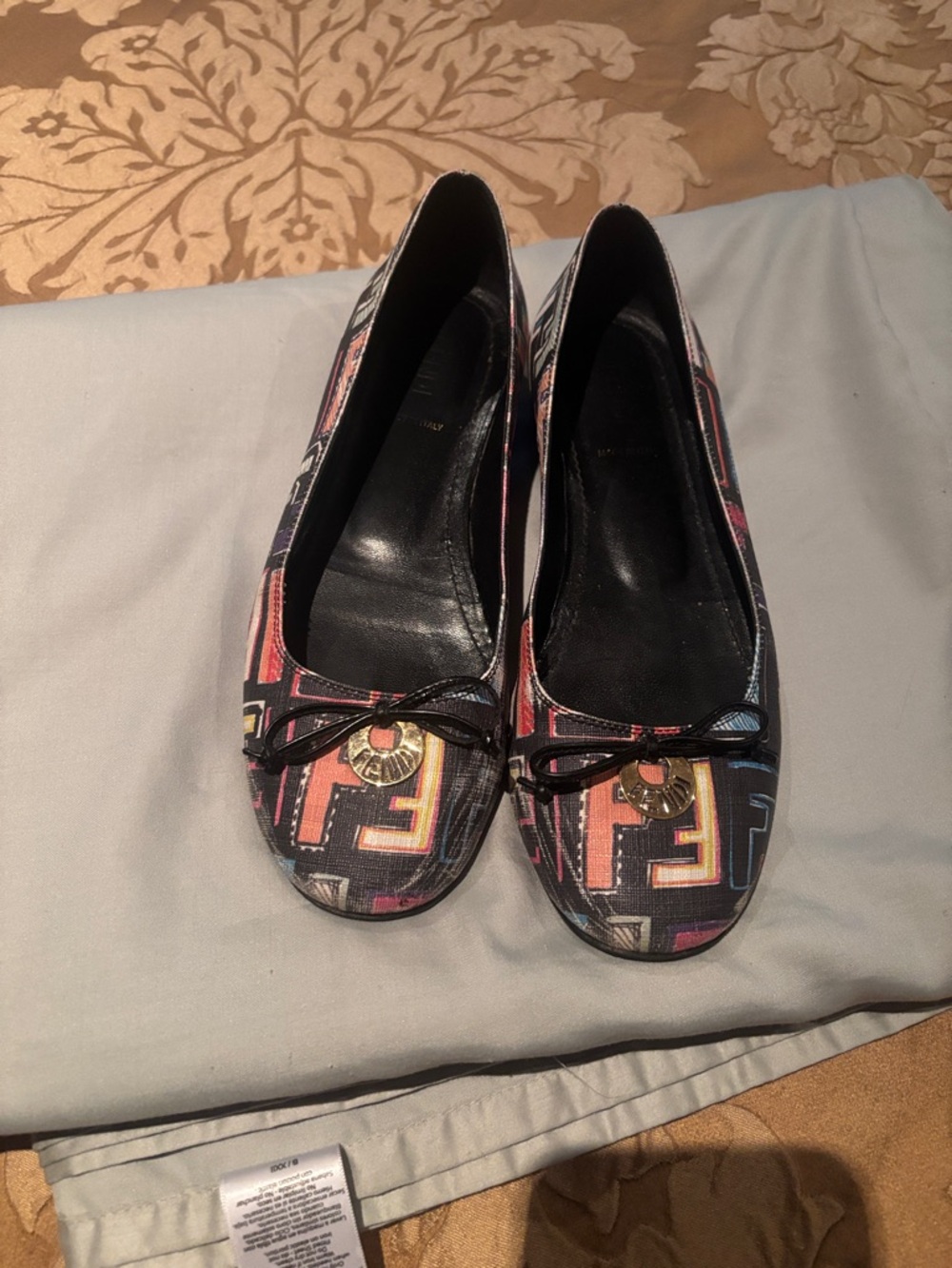 Fendi Multicolor Printed Women's Ballet Flats with Bow